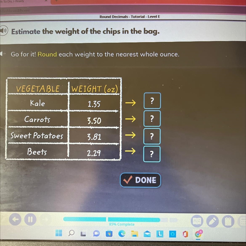 Estimate the weight of the chips in the bag.-example-1