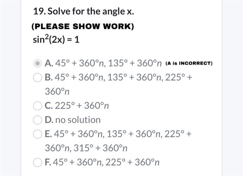 19. Solve for the angle x. sin²(2x) = 1-example-1