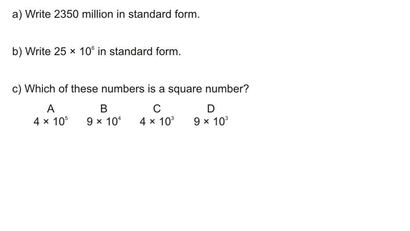 Which of these numbers is a square number? What is question 3?-example-1