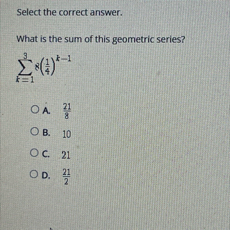 What is the sum of this geometric series?(picture of problem below)-example-1