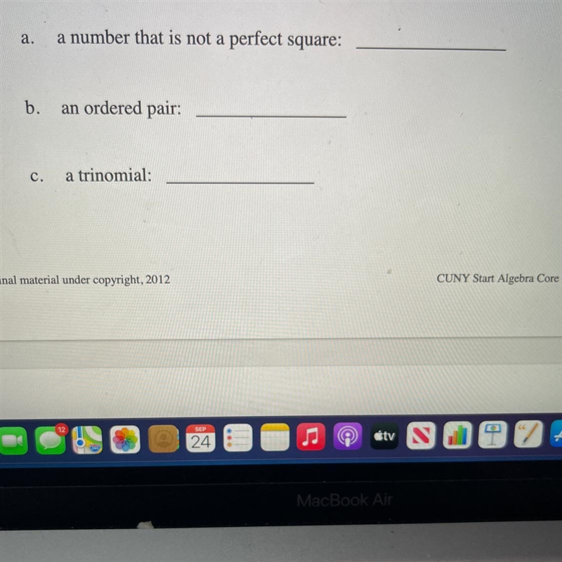 Write an example of each of the following.(.5 points each)a.a number that is not a-example-1