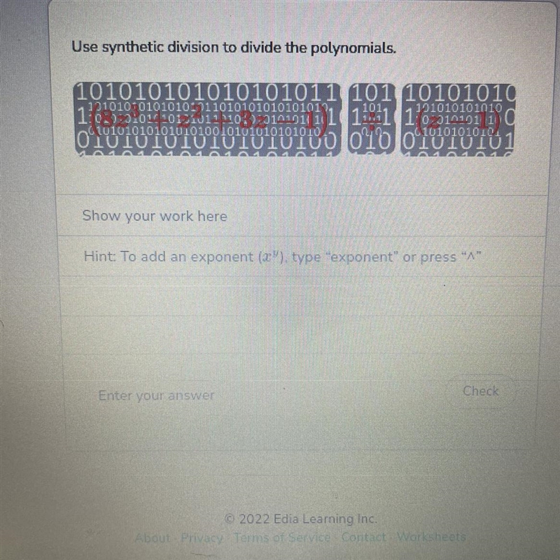 Use synthetic division to divide the polynomials.-example-1