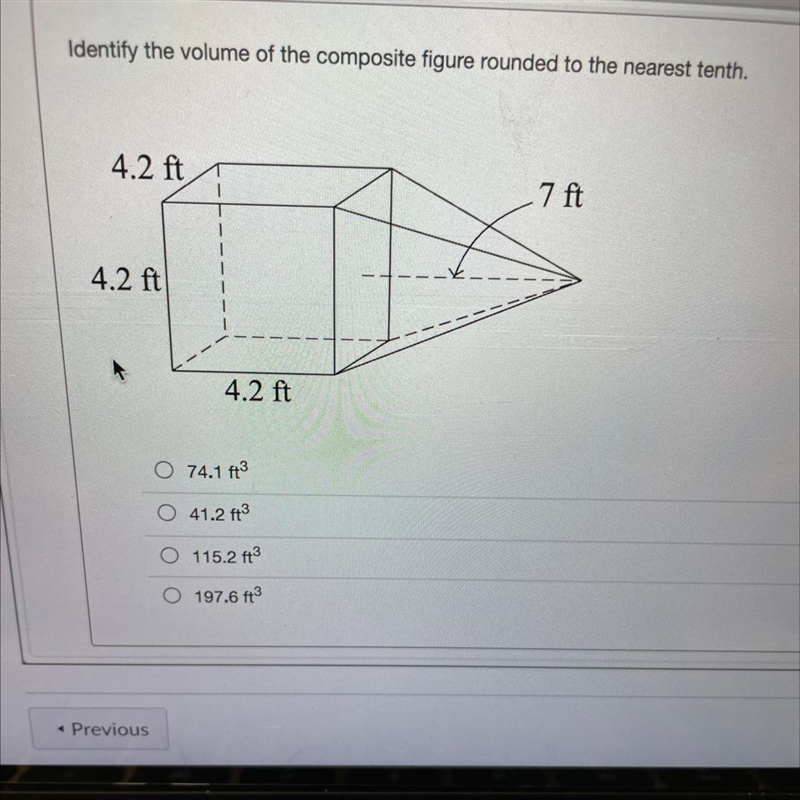 Identify the volume of the composite figure rounded to the nearest tenth.-example-1