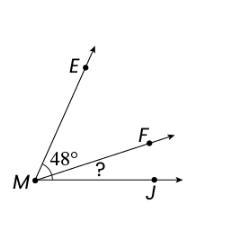 What is the measure of angle JMF? The measure of angle EMJ is 66°.-example-1