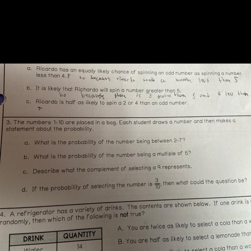 The numbers 1-10 are placed in a bag. Each student draws a number and then makes a-example-1