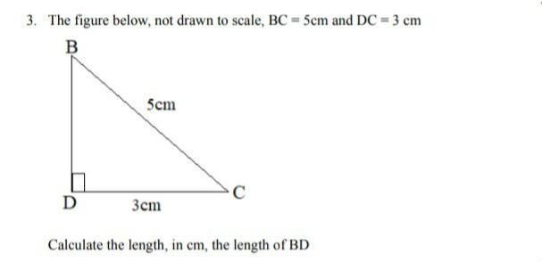 Calculate the lenght, in cm, the lenght of BD help pleasee, its due in 10 mins ​-example-1