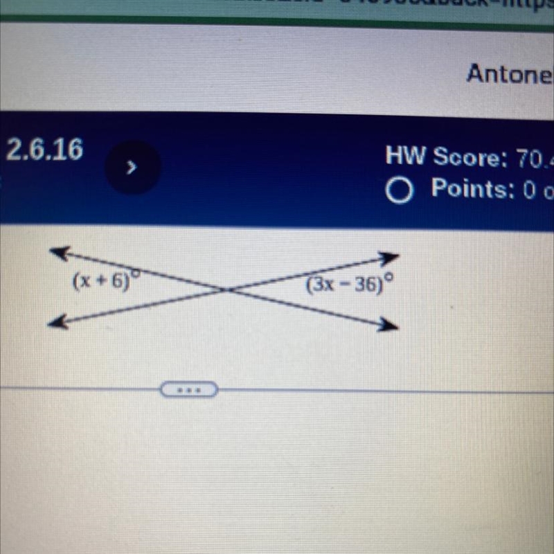 Find the value of the variable and the measure of each labeled angle.-example-1