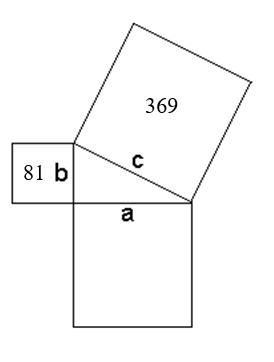 Find the area of the missing square off of leg a if the area of one square is 369 and-example-1