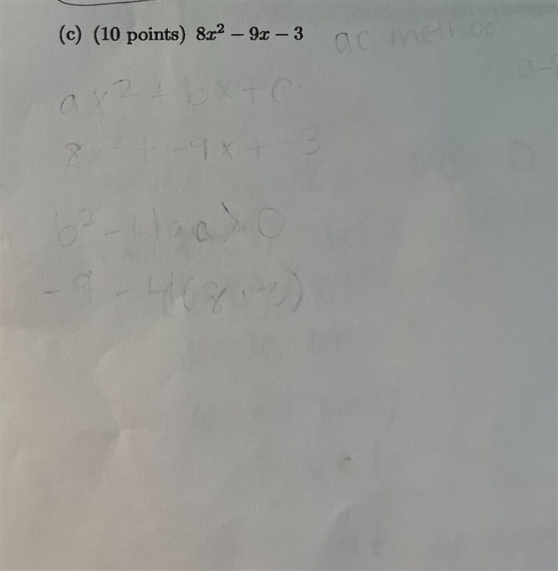 Hello I need help with a problem ,8x^2-9x-3It says factor completely-example-1