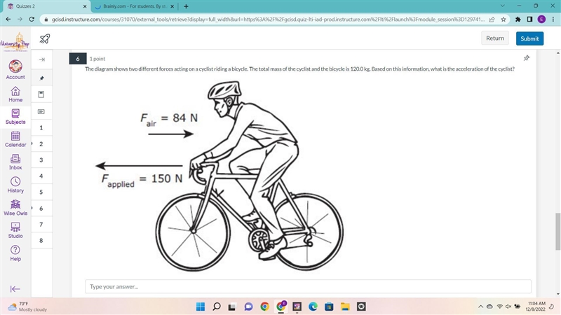 The diagram shows two different forces acting on a cyclist riding a bicycle. The total-example-1