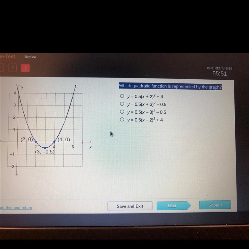 Which quadratic function is represented by the graph?-example-1