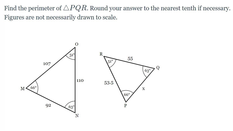 Find the perimeter of \triangle PQR△PQR. Round your answer to the nearest tenth if-example-1