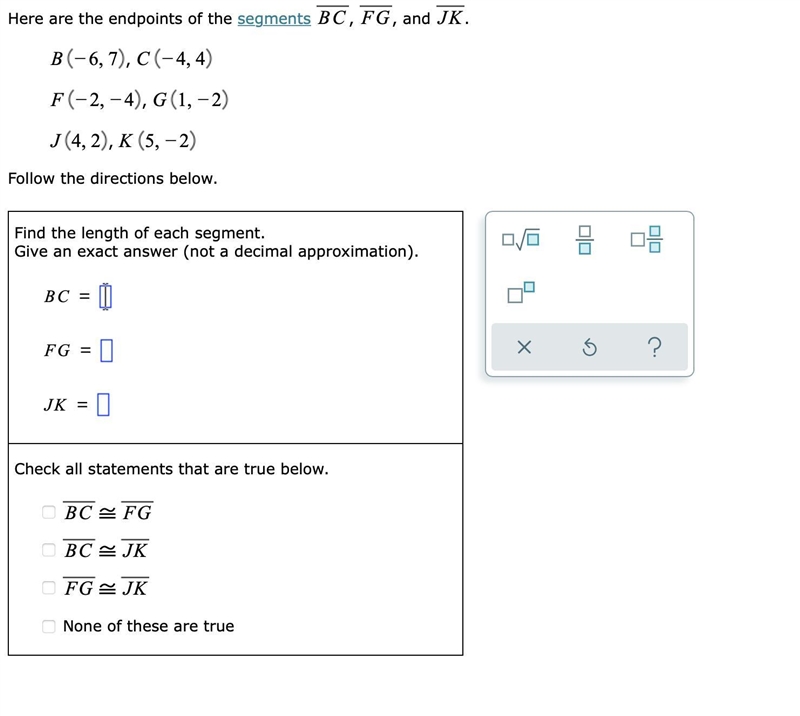 Here are the endpoints of the segments BC, FG, and JK. B, −67-example-1