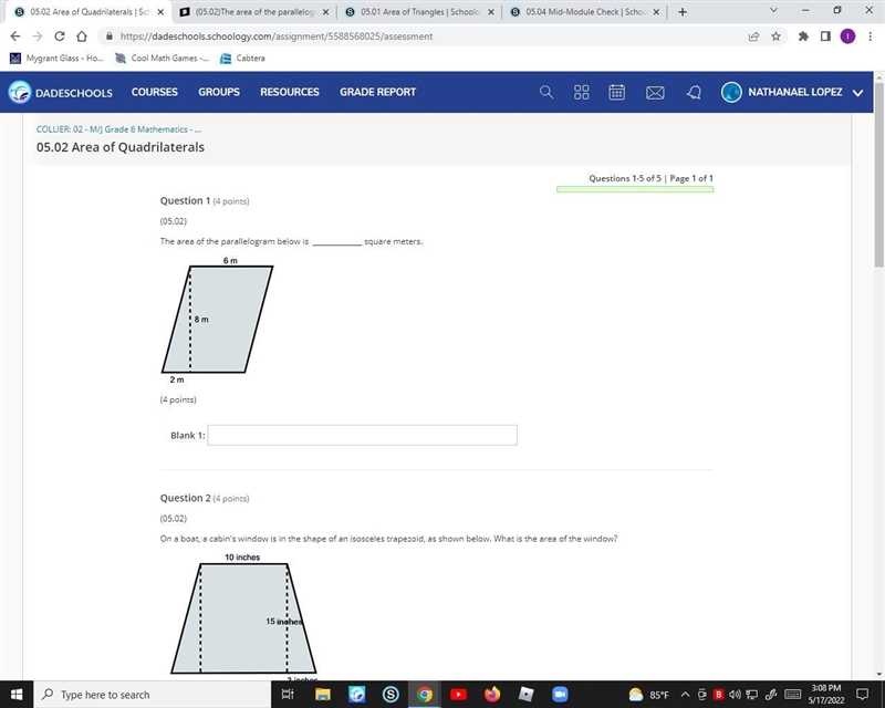 The area of the parallelogram below is square meters?-example-1