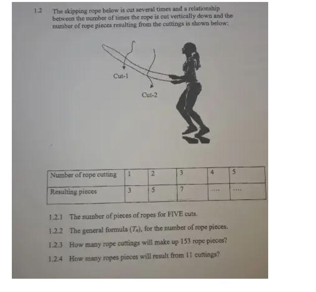 1.2.1 The number of pieces of ropes for FIVE cuts. 1.2.2 The general formula (Ta), for-example-1