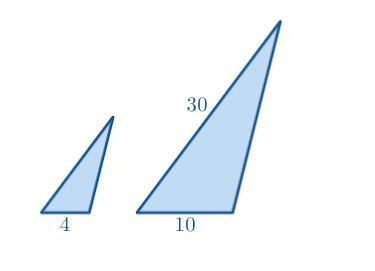 The two triangles displayed are scaled copies of one another. Find the scale factor-example-1