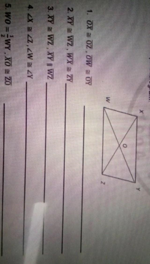 For each of the following state the condition that supports why quadrilateral WXYZ-example-1