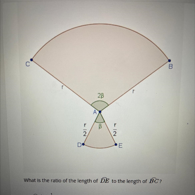 What is the ratio of the length of DE to the length of BC? OA 1/4 OB.1/3 OC.2/5 OD-example-1