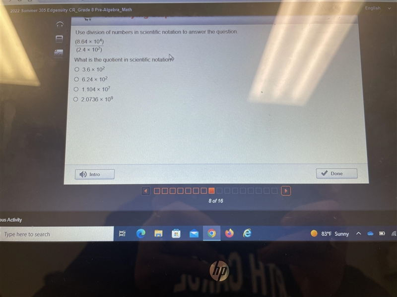 What is the quotient in scientific notation?-example-1