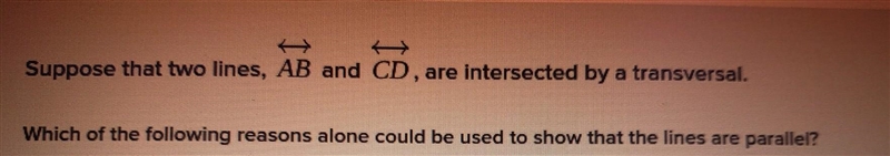 A. Consecutive interior angles converse B. Consecutive exterior angles theorem C. Linear-example-1