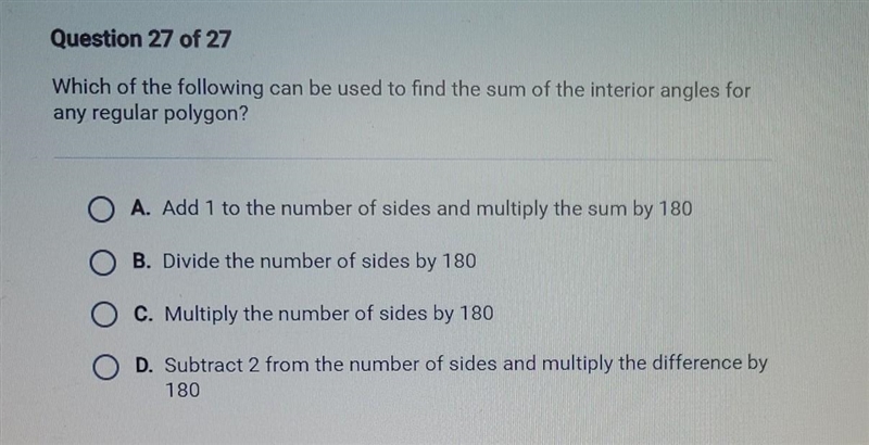 Which of the following can be used to find the sum of the interior angles for any-example-1