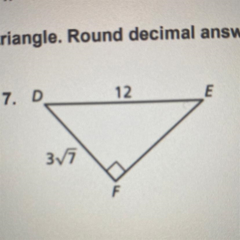 PLEASE HELP! I HAVE A CHAPTER TEST TM ON THIS Directions: Solve the right triangle-example-1