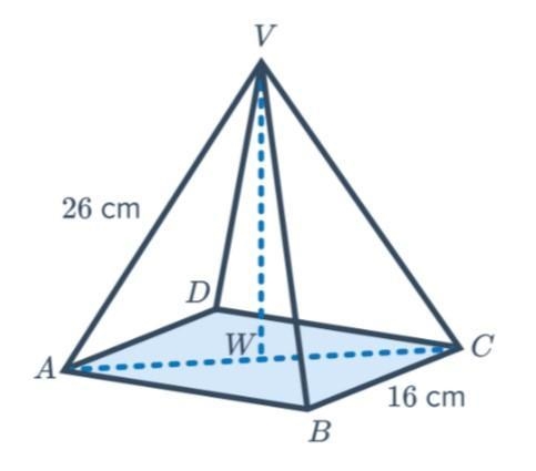 The following solid is a right pyramid with a square base. a) Calculate the length-example-1