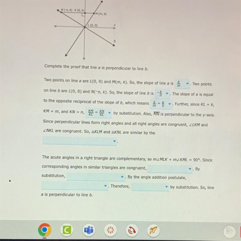 In this coordinate plane, the slope of line a is equal to the opposite reciprocal-example-1