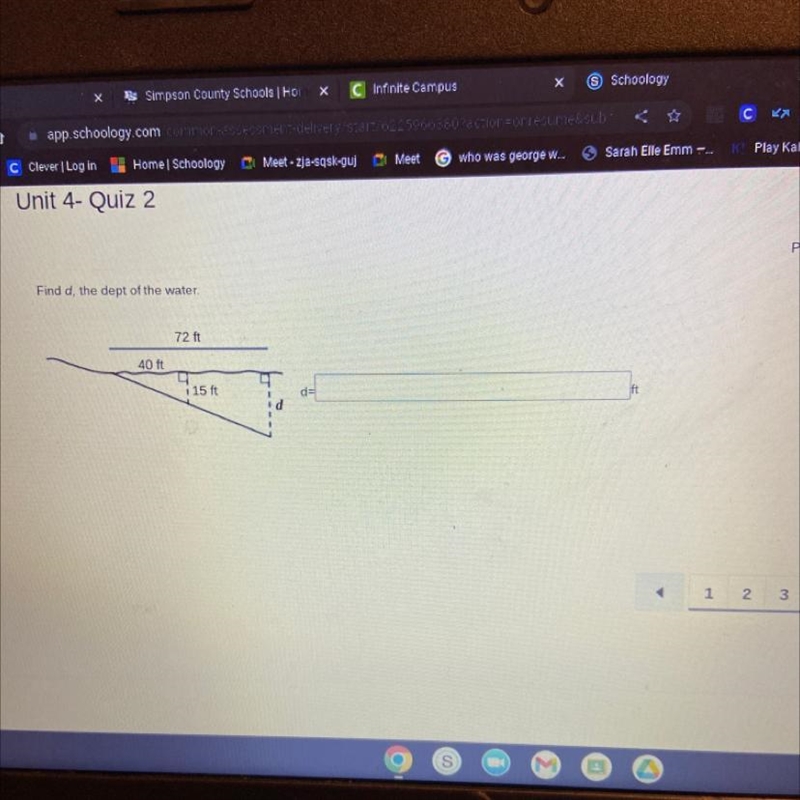 Find d, the dept of the water. Help plsssssss-example-1