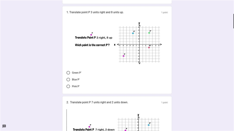 1. Translate point P 3 units right and 8 units up.-example-1