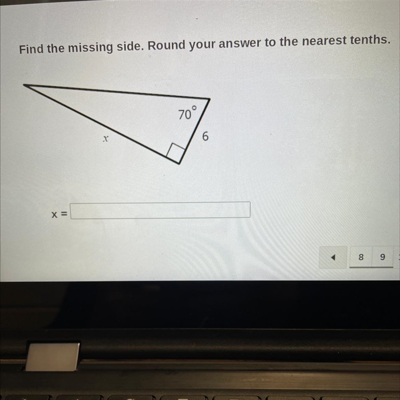 Find the missing side. Round your answer to the nearest tenths. X=-example-1