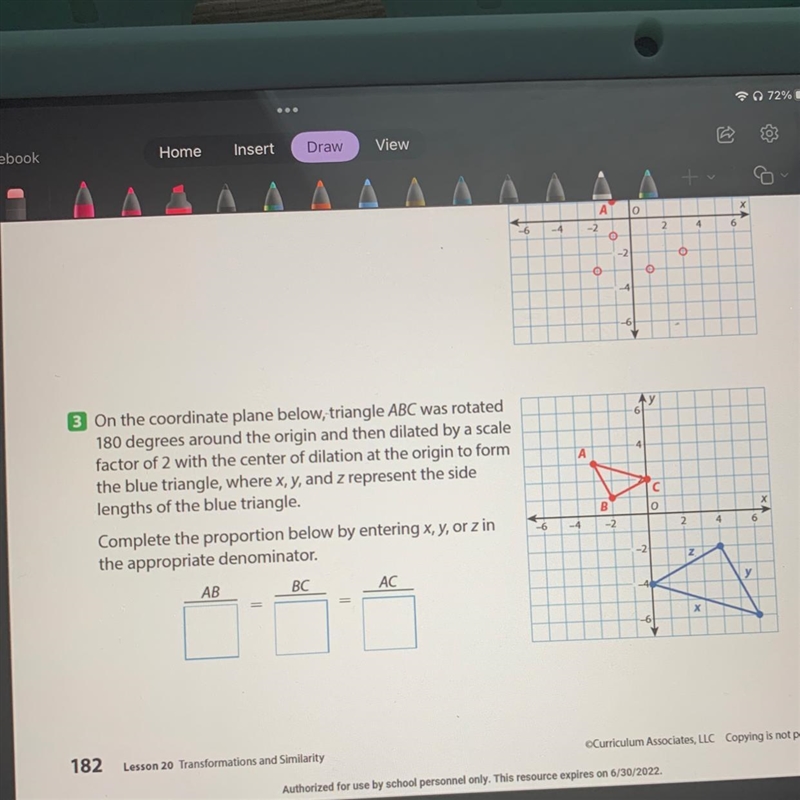 On the coordinate plane below, triangle ABC was rotated 180 degrees around the origin-example-1