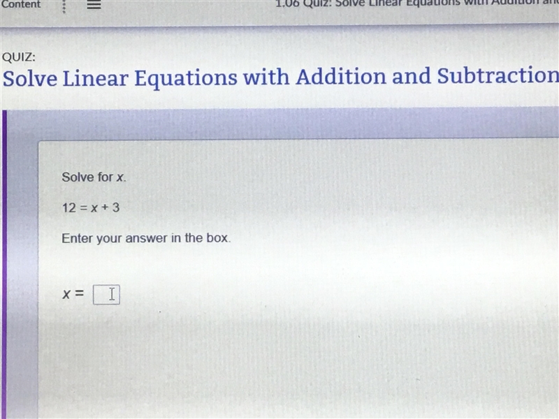 Solve for X 12 equals X +3-example-1