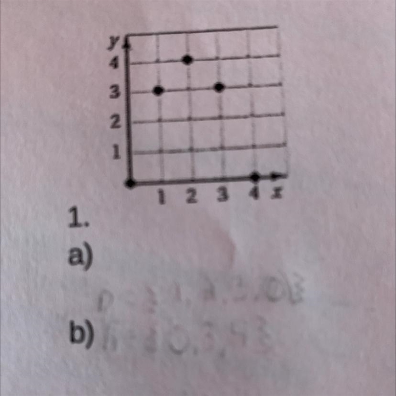 A) Decide if the graph is discrete or continuous. b) Give the domain and range of-example-1