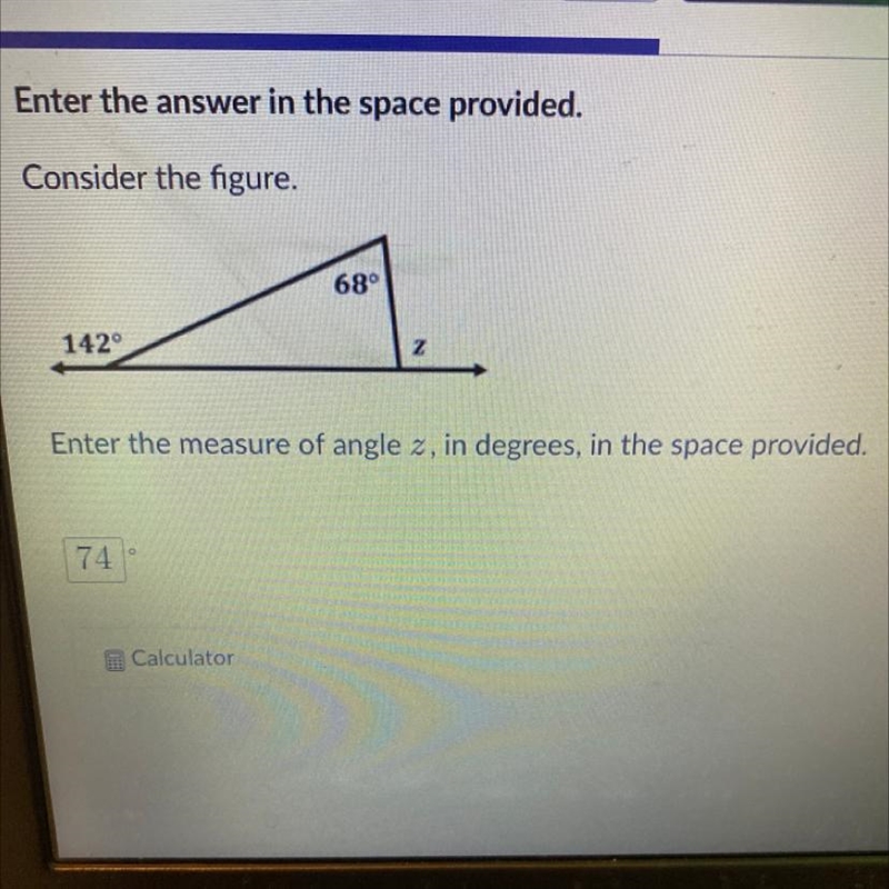 Enter the answer in the space provided. Consider the figure. 142 68 N Enter the measure-example-1