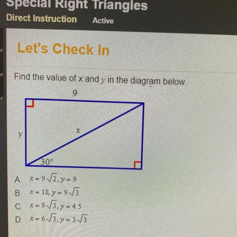 X 300 A *=97,7-9 B. x = 18, y=9.13 C. x=9/3, y=45 D. *= 6/3.y-3/-example-1