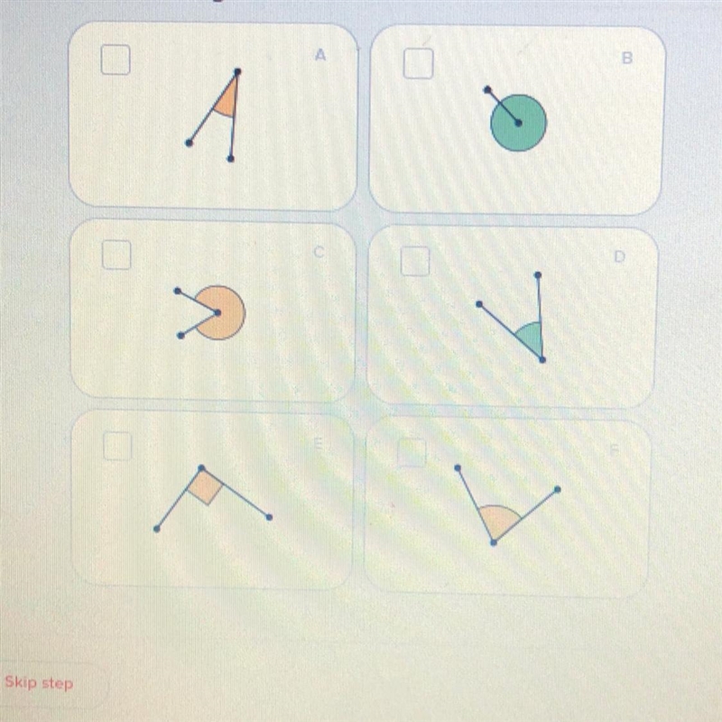 Select all acute angles:-example-1