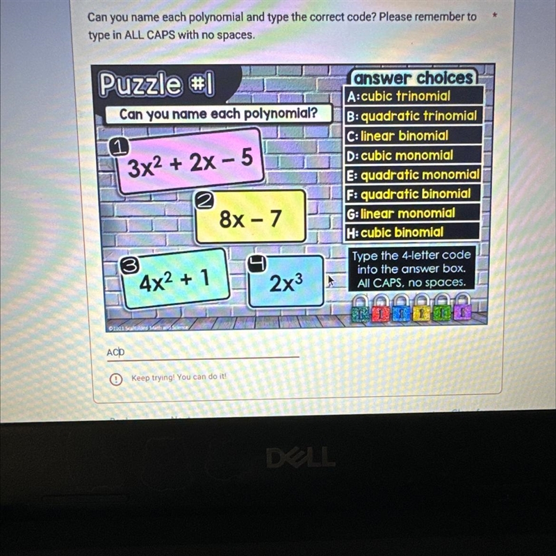 Name the polynomials pls-example-1