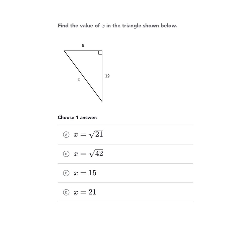 Find the value of x in the triangle shown below-example-1