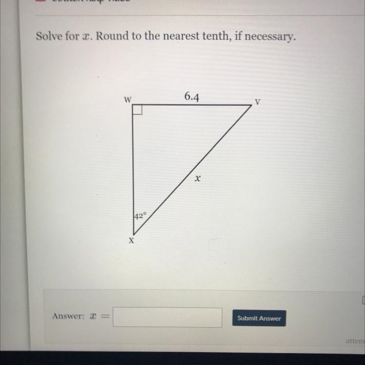 Solve for x round to the nearest tenth if necessary-example-1