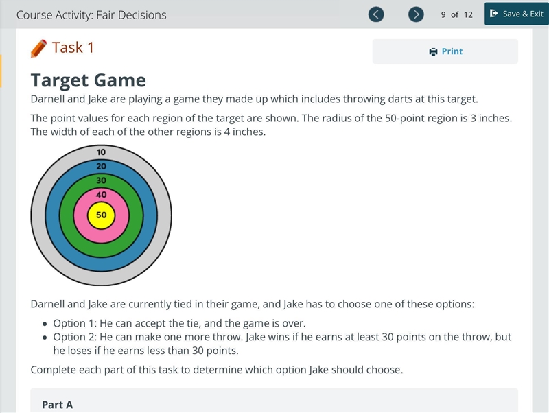 Part C What is the area of the whole target? Select the correct answer. A) 38 B) 144 C-example-1