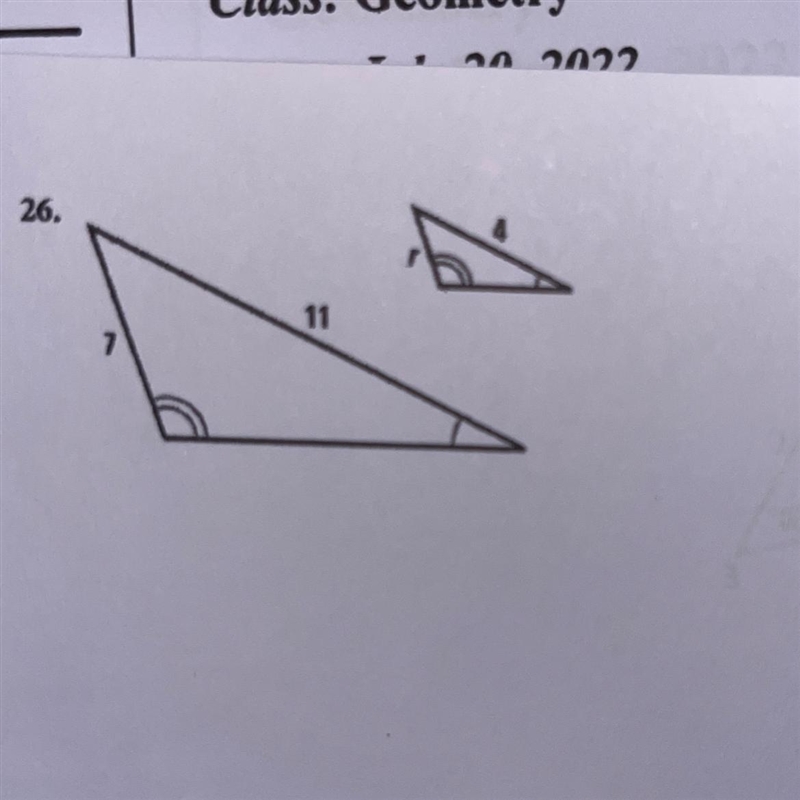 The triangles are similar. Find the value of the variable.-example-1