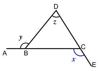 A, B & C lie on a straight line. D, C & E lie on a different straight line-example-1