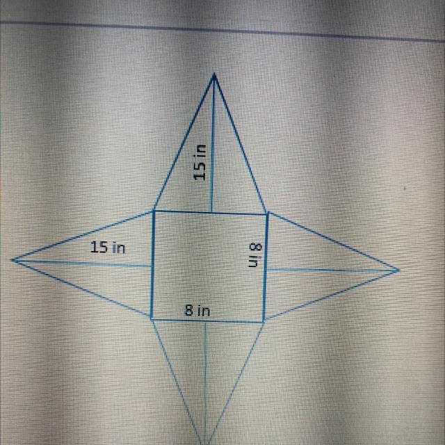 Use the net to find the surface area of the square pyramid. A) 130 in 2 B) 204 in-example-1