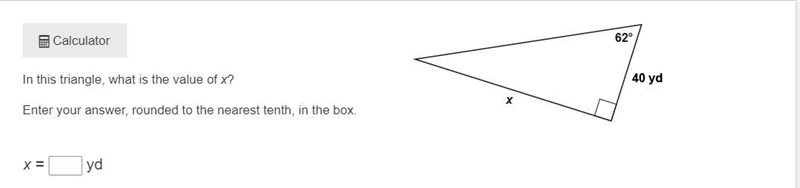 Thank you for those answering! In this triangle, what is the value of x? Enter your-example-1