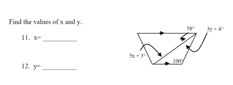 FInd x and y I think 5x+3 means the entire measure of the bottom left angle-example-1