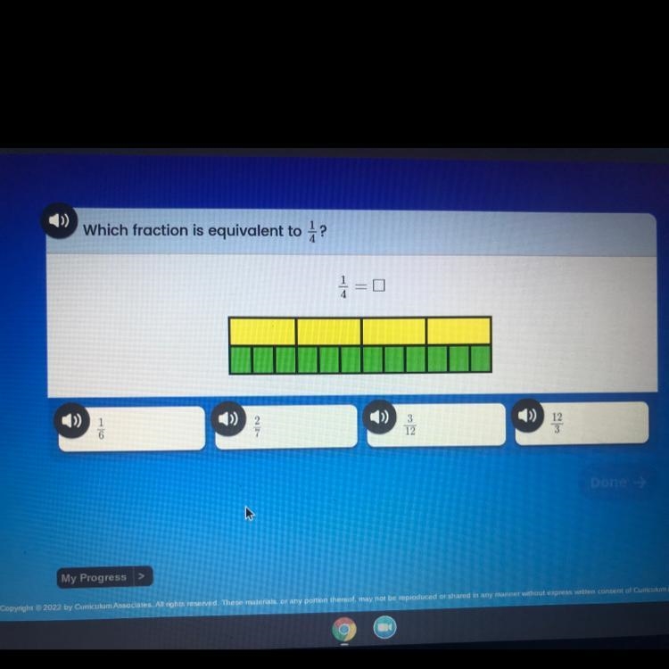 I-Ready Which fraction is equivalent to - ? 4 d= 4.-example-1