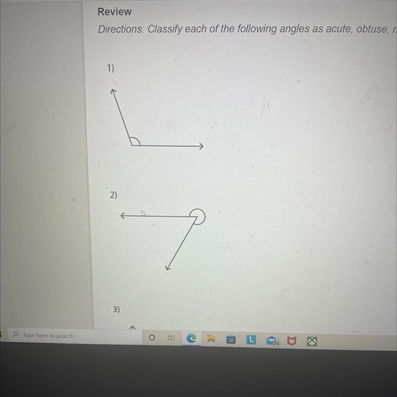 Classify each of the following angles as acute, obtuse,right,straight, or reflex-example-1