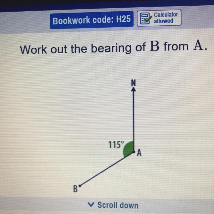 Work out the bearing of B from A. I really need help with this.-example-1