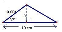 Which equation represents h in the triangle? A) h = 6sin37° B) h = 10sin37° C) h = 6 10 sin-example-1